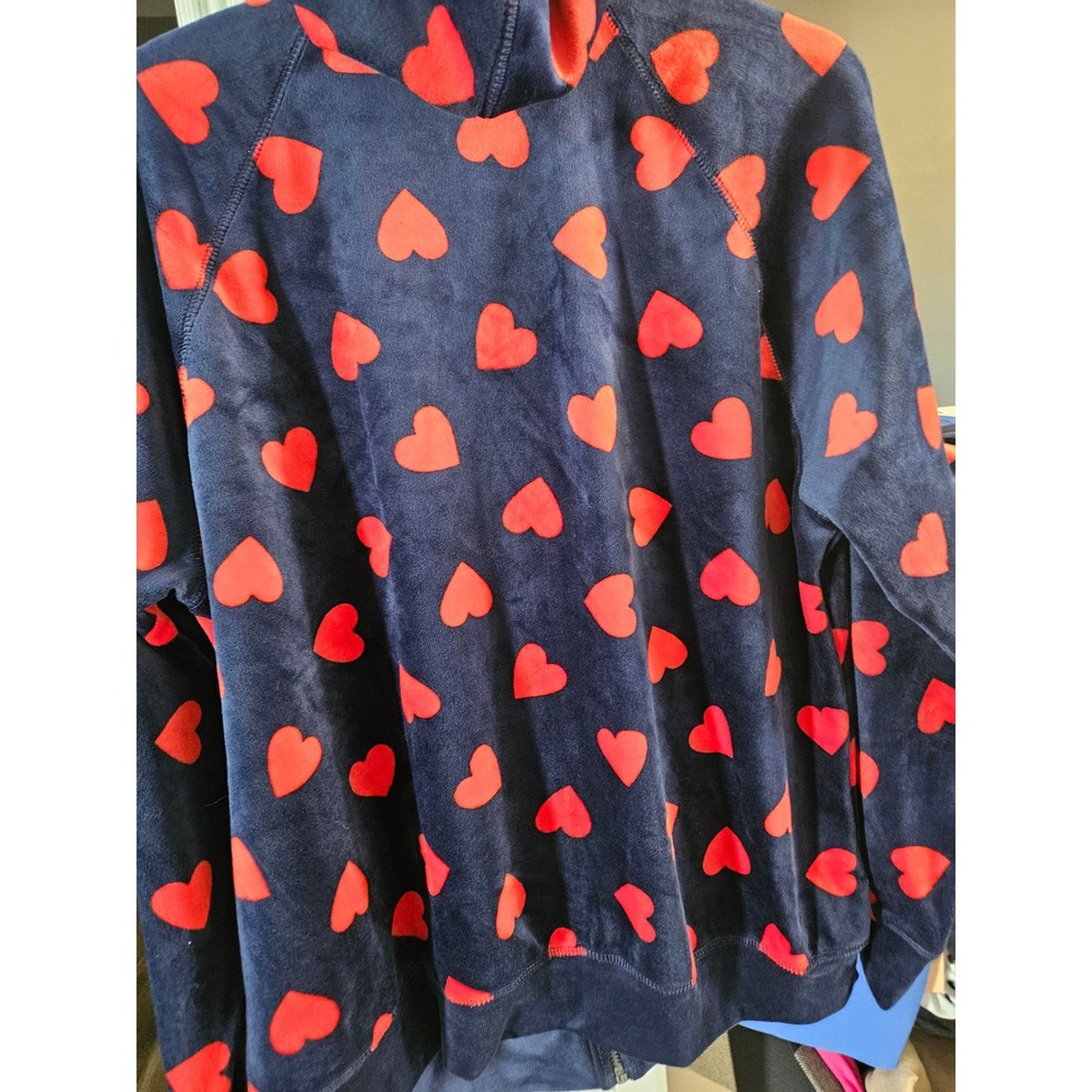 NWT Torrid Navy Blue Red Heart Velour Zip Hoodie Lounge Pants Set Women's 2X - Picture 3 of 8